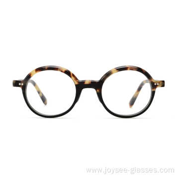 Factory Low Price Vintage Round Black Tortoise Acetate Glasses Frames Computer Eyeglasses For Wholesale